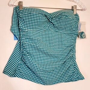 New Womens Draper James‎ Green White Gingham Two Piece Tankini Size Small NWT
